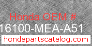 Honda 16100-MEA-A51 genuine part number image