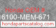Honda 16100-MEM-671 genuine part number image