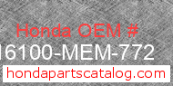 Honda 16100-MEM-772 genuine part number image
