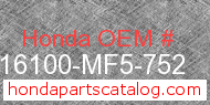 Honda 16100-MF5-752 genuine part number image