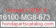 Honda 16100-MG8-673 genuine part number image