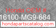 Honda 16100-MG9-684 genuine part number image