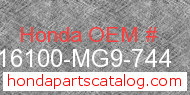 Honda 16100-MG9-744 genuine part number image