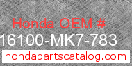 Honda 16100-MK7-783 genuine part number image