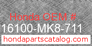 Honda 16100-MK8-711 genuine part number image