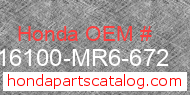 Honda 16100-MR6-672 genuine part number image