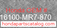 Honda 16100-MR7-870 genuine part number image