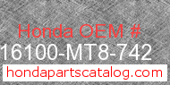 Honda 16100-MT8-742 genuine part number image