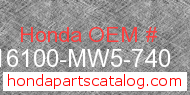 Honda 16100-MW5-740 genuine part number image