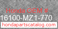 Honda 16100-MZ1-770 genuine part number image