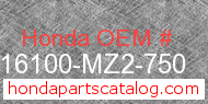 Honda 16100-MZ2-750 genuine part number image