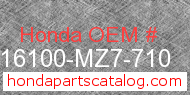 Honda 16100-MZ7-710 genuine part number image