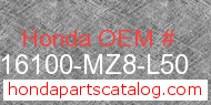 Honda 16100-MZ8-L50 genuine part number image
