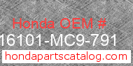 Honda 16101-MC9-791 genuine part number image