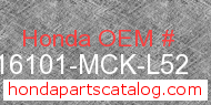 Honda 16101-MCK-L52 genuine part number image