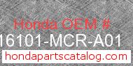 Honda 16101-MCR-A01 genuine part number image