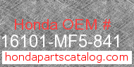 Honda 16101-MF5-841 genuine part number image