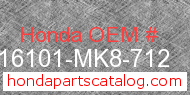 Honda 16101-MK8-712 genuine part number image