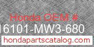 Honda 16101-MW3-680 genuine part number image