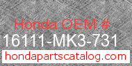 Honda 16111-MK3-731 genuine part number image