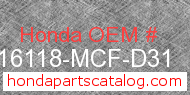 Honda 16118-MCF-D31 genuine part number image