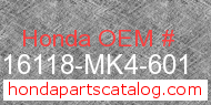 Honda 16118-MK4-601 genuine part number image