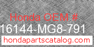 Honda 16144-MG8-791 genuine part number image