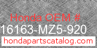 Honda 16163-MZ5-920 genuine part number image