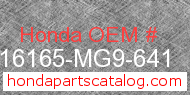 Honda 16165-MG9-641 genuine part number image
