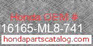 Honda 16165-ML8-741 genuine part number image
