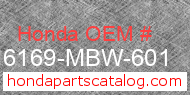 Honda 16169-MBW-601 genuine part number image
