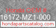 Honda 16172-MZ1-000 genuine part number image