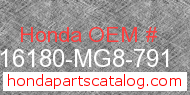 Honda 16180-MG8-791 genuine part number image