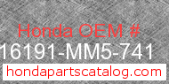 Honda 16191-MM5-741 genuine part number image