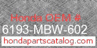 Honda 16193-MBW-602 genuine part number image