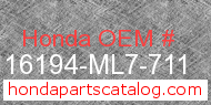 Honda 16194-ML7-711 genuine part number image