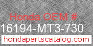 Honda 16194-MT3-730 genuine part number image