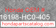 Honda 16198-HC0-405 genuine part number image