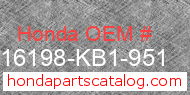 Honda 16198-KB1-951 genuine part number image
