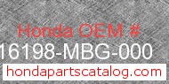 Honda 16198-MBG-000 genuine part number image