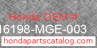 Honda 16198-MGE-003 genuine part number image
