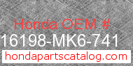 Honda 16198-MK6-741 genuine part number image