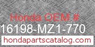 Honda 16198-MZ1-770 genuine part number image