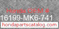 Honda 16199-MK6-741 genuine part number image