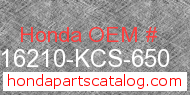 Honda 16210-KCS-650 genuine part number image