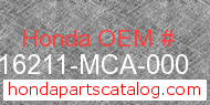 Honda 16211-MCA-000 genuine part number image