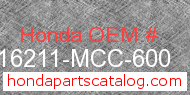 Honda 16211-MCC-600 genuine part number image