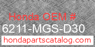 Honda 16211-MGS-D30 genuine part number image