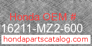 Honda 16211-MZ2-600 genuine part number image