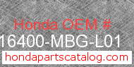 Honda 16400-MBG-L01 genuine part number image